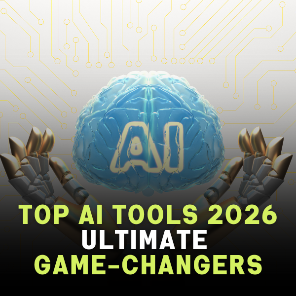 Top AI Tools 2026 for creators and marketers in a futuristic workspace
